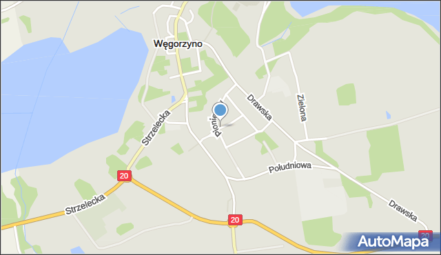 Węgorzyno, Zamkowa, mapa Węgorzyno