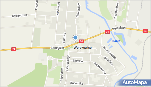 Werbkowice, Zamojska, mapa Werbkowice