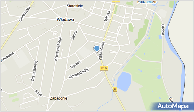 Włodawa, Zamknięta, mapa Włodawa