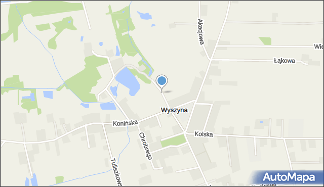 Wyszyna gmina Władysławów, Zamkowa, mapa Wyszyna gmina Władysławów