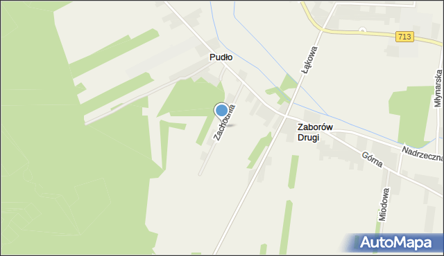 Zaborów Drugi, Zachodnia, mapa Zaborów Drugi