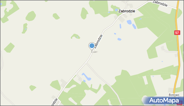 Zabrodzie gmina Biskupiec, Zabrodzie, mapa Zabrodzie gmina Biskupiec