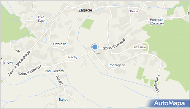 Zagacie gmina Czernichów, Zaciszna, mapa Zagacie gmina Czernichów