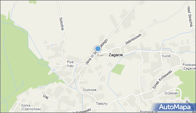 Zagacie gmina Czernichów, Zagacie, mapa Zagacie gmina Czernichów