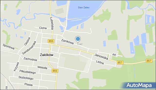 Zaklików, Zamkowa, mapa Zaklików