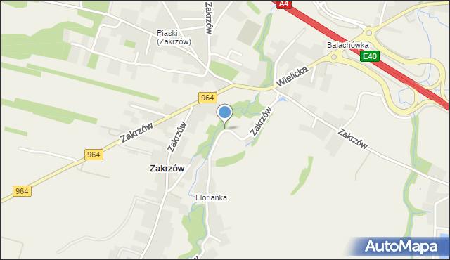 Zakrzów gmina Niepołomice, Zakrzów, mapa Zakrzów gmina Niepołomice