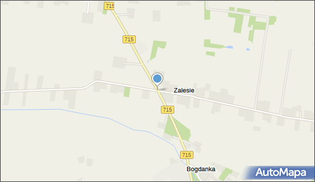 Zalesie gmina Brzeziny, Zalesie, mapa Zalesie gmina Brzeziny