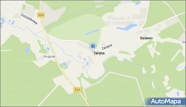 Zaręba gmina Golub-Dobrzyń, Zaręba, mapa Zaręba gmina Golub-Dobrzyń