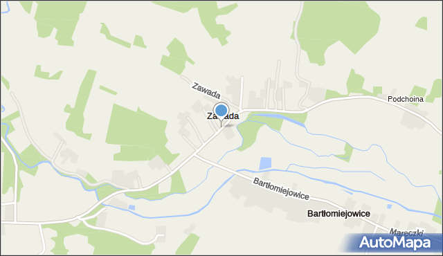 Zawada gmina Wąwolnica, Zawada, mapa Zawada gmina Wąwolnica