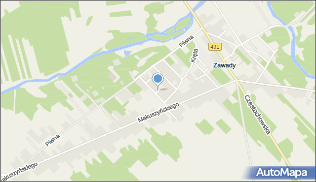 Zawady gmina Popów, Zawadzka, mapa Zawady gmina Popów