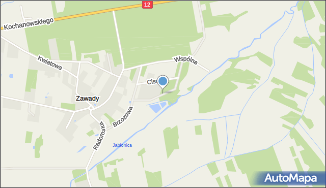 Zawady gmina Wieniawa, Zalewowa, mapa Zawady gmina Wieniawa