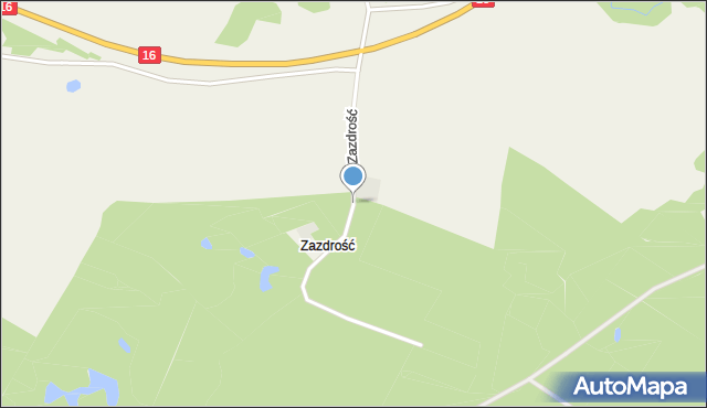 Zazdrość gmina Biskupiec, Zazdrość, mapa Zazdrość gmina Biskupiec