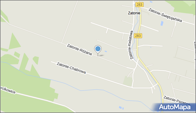 Zielona Góra, Zatonie-Różana, mapa Zielona Góra