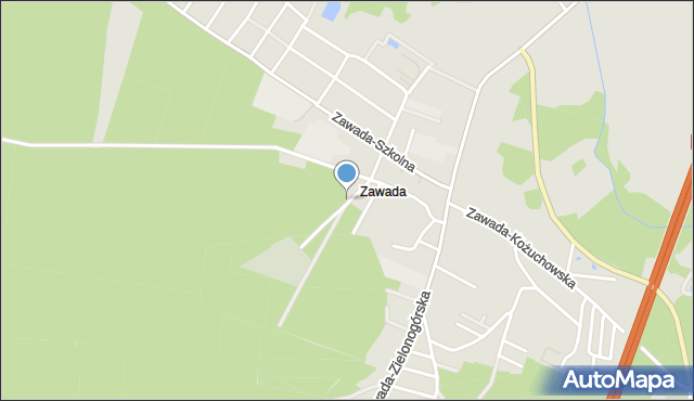 Zielona Góra, Zawada-Cmentarna, mapa Zielona Góra