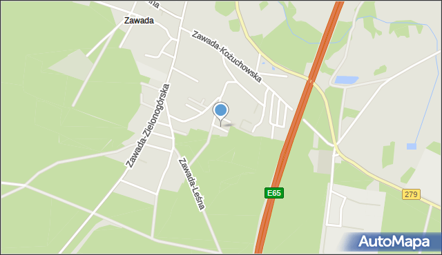 Zielona Góra, Zawada-Sosnowa, mapa Zielona Góra