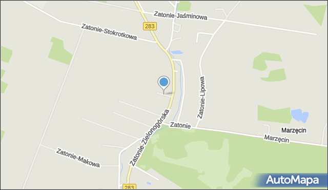 Zielona Góra, Zatonie-Liliowa, mapa Zielona Góra