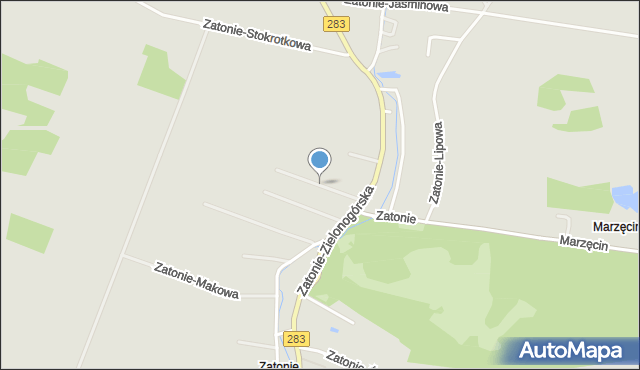 Zielona Góra, Zatonie-Sasankowa, mapa Zielona Góra