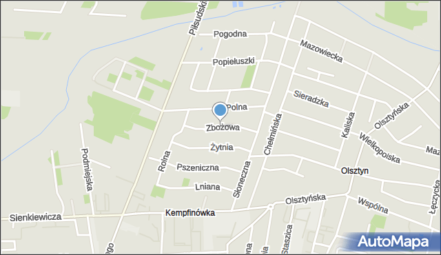 Bełchatów, Zbożowa, mapa Bełchatów