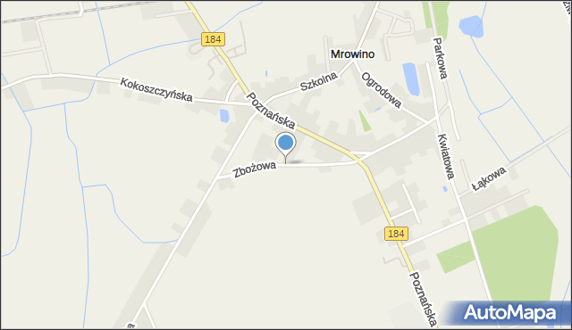 Mrowino, Zbożowa, mapa Mrowino