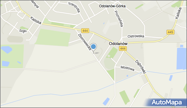 Odolanów powiat ostrowski, Zborowiecka, mapa Odolanów powiat ostrowski