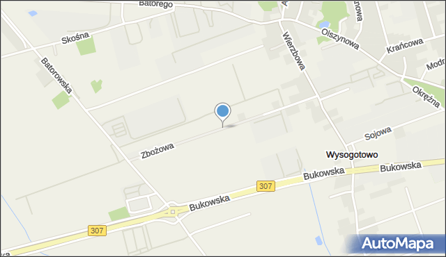 Wysogotowo, Zbożowa, mapa Wysogotowo