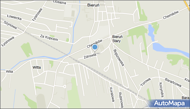 Bieruń, Zdrowia, mapa Bieruń