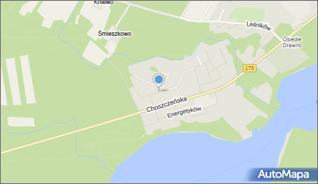 Drawno, Zdrojowa, mapa Drawno