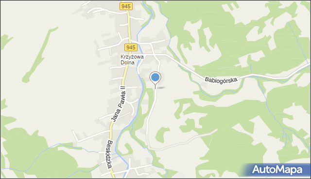 Krzyżowa gmina Jeleśnia, Zdrowotna, mapa Krzyżowa gmina Jeleśnia