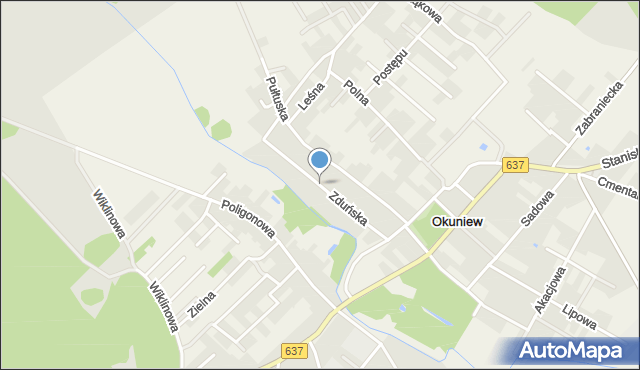 Okuniew, Zduńska, mapa Okuniew