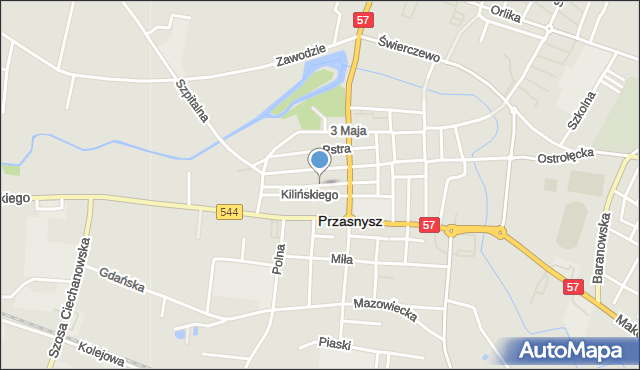 Przasnysz, Zduńska, mapa Przasnysz