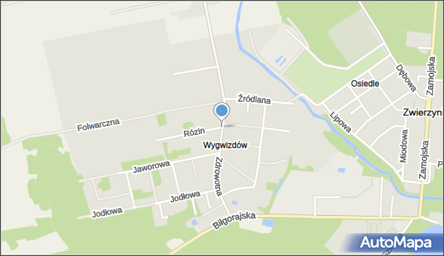 Zwierzyniec powiat zamojski, Zdrowotna, mapa Zwierzyniec powiat zamojski