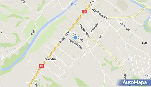 Gorlice, Żeromskiego Stefana, mapa Gorlic