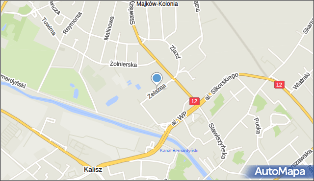 Kalisz, Żelazna, mapa Kalisza