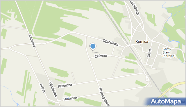 Kornica, Żeliwna, mapa Kornica