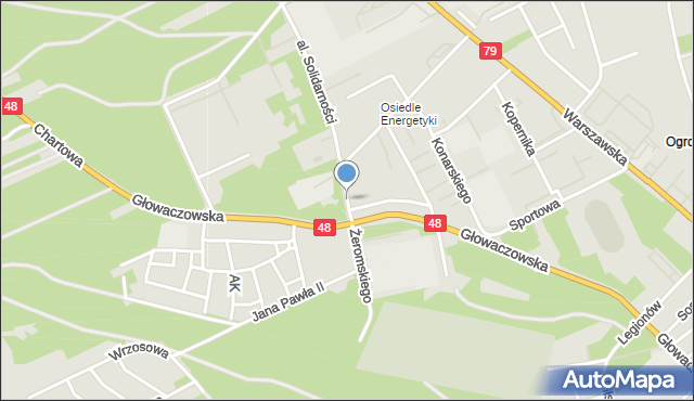 Kozienice, Żeromskiego Stefana, mapa Kozienice