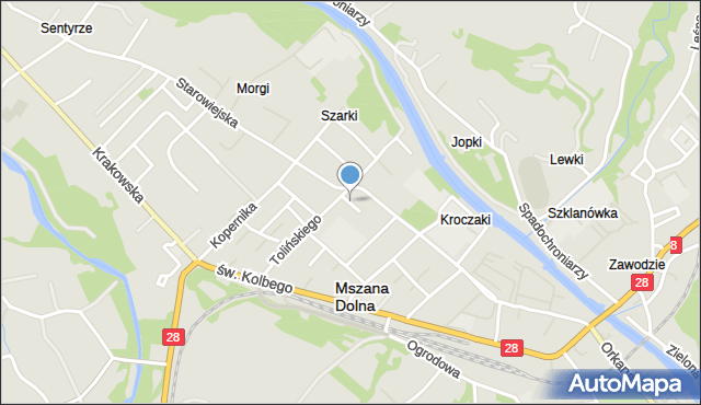 Mszana Dolna, Żeromskiego Stefana, mapa Mszana Dolna