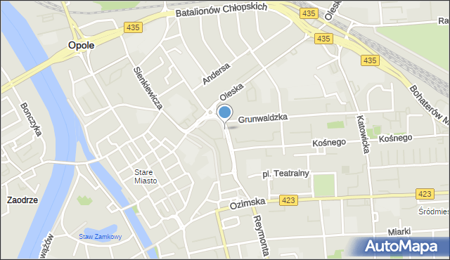 Opole, Żeromskiego Stefana, mapa Opola