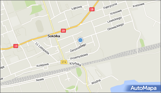 Sokółka, Żeromskiego Stefana, mapa Sokółka