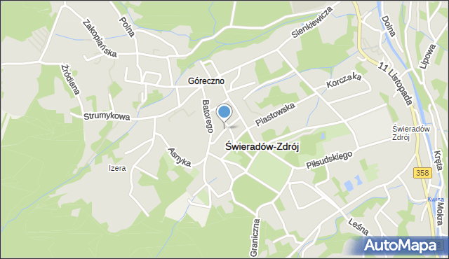 Świeradów-Zdrój, Żeromskiego Stefana, mapa Świeradów-Zdrój