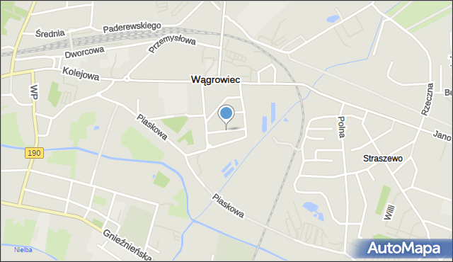 Wągrowiec, Zespołowa, mapa Wągrowiec