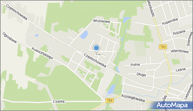 Żarki powiat myszkowski, Żeromskiego Stefana, mapa Żarki powiat myszkowski