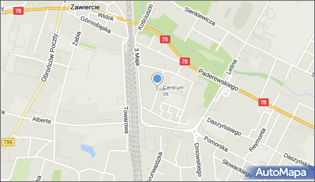 Zawiercie, Zegadłowicza Emila, mapa Zawiercie