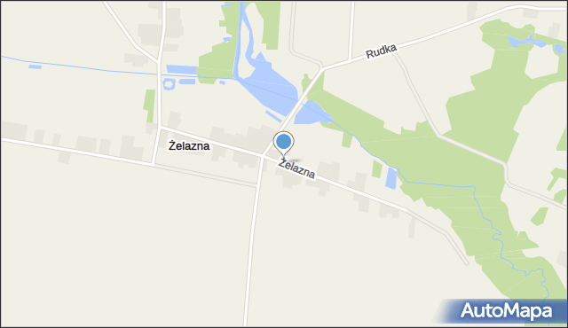 Żelazna gmina Sadkowice, Żelazna, mapa Żelazna gmina Sadkowice