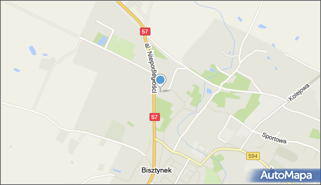 Bisztynek, Zielona, mapa Bisztynek