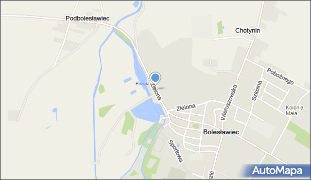 Bolesławiec powiat wieruszowski, Zielona, mapa Bolesławiec powiat wieruszowski