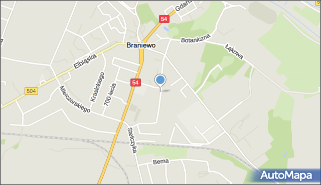 Braniewo, Zielona, mapa Braniewo