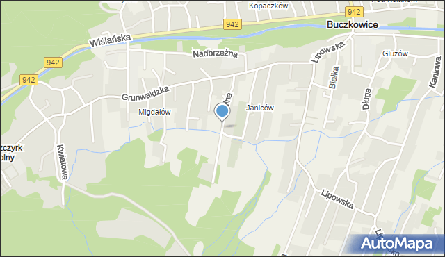 Buczkowice, Zielna, mapa Buczkowice