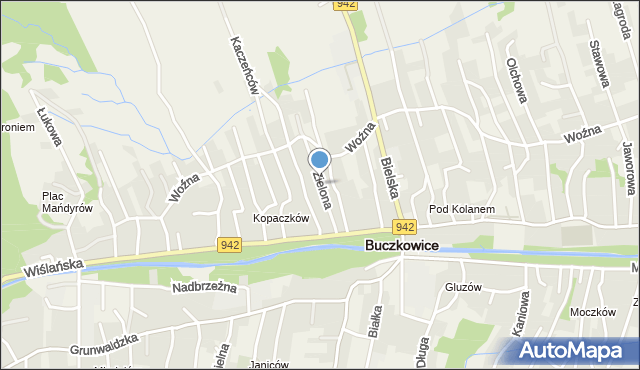 Buczkowice, Zielona, mapa Buczkowice