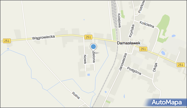 Damasławek, Zielona, mapa Damasławek