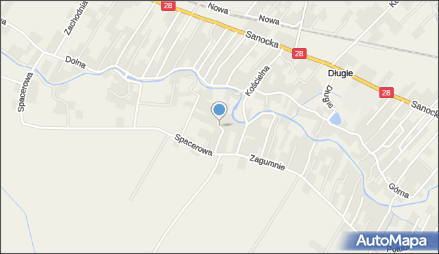 Długie gmina Zarszyn, Zielona, mapa Długie gmina Zarszyn